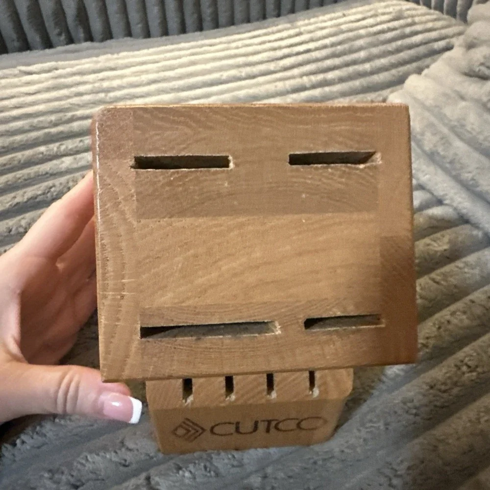 CUTCO 8 Slot Solid Wood Honey Oak Knife Block Holder Made in‎ USA Vtg